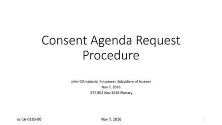 Consent Agenda Request Procedure