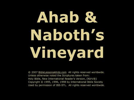 Ahab & Naboth’s Vineyard