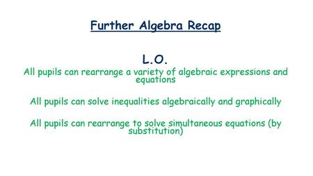 All pupils can solve inequalities algebraically and graphically