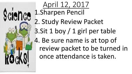 April 12, 2017 Sharpen Pencil Study Review Packet