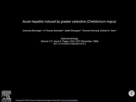 Acute hepatitis induced by greater celandine (Chelidonium majus)