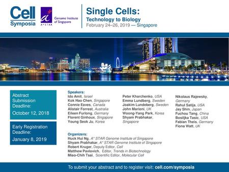 Single Cells: Technology to Biology February 24–26, 2019 — Singapore