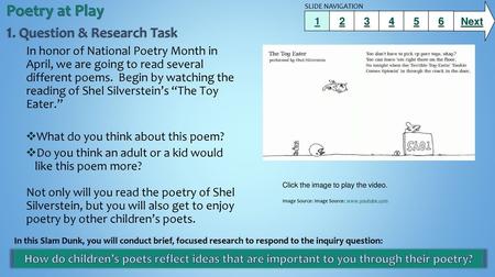 Poetry at Play 1. Question & Research Task