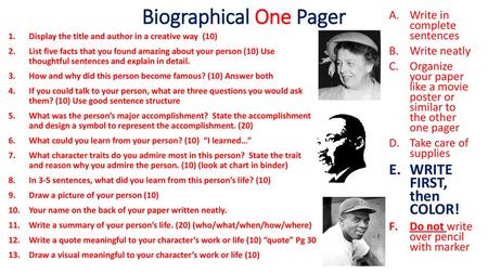 Biographical One Pager