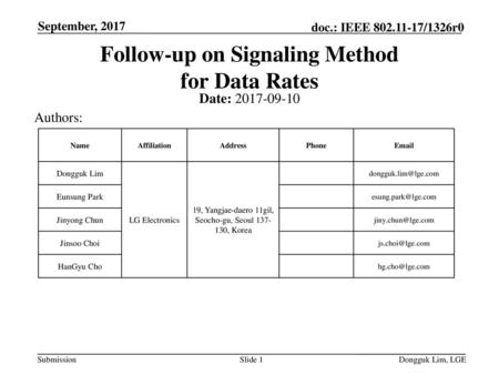 Follow-up on Signaling Method for Data Rates