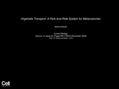 Organelle Transport: A Park-and-Ride System for Melanosomes