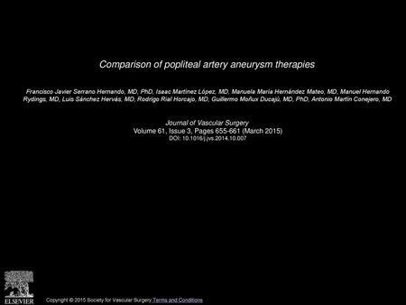 Comparison of popliteal artery aneurysm therapies