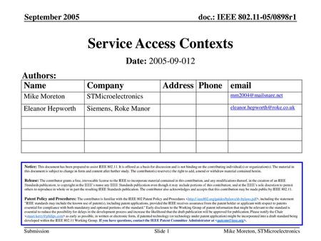 Service Access Contexts