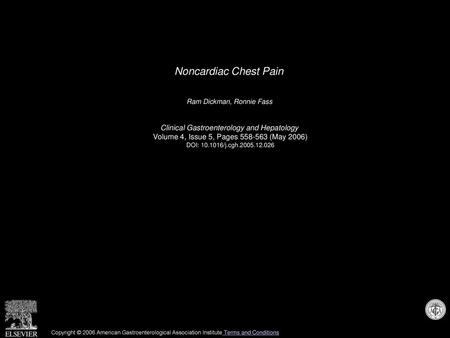 Noncardiac Chest Pain Clinical Gastroenterology and Hepatology