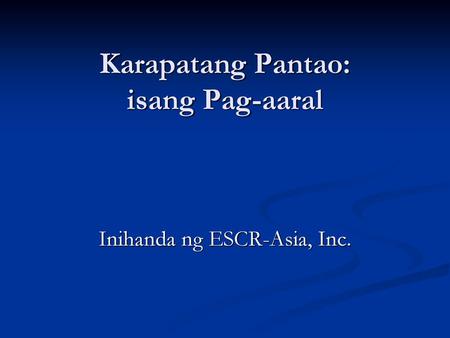Karapatang Pantao: isang Pag-aaral