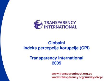 Indeks percepcije korupcije (CPI) Transparency International