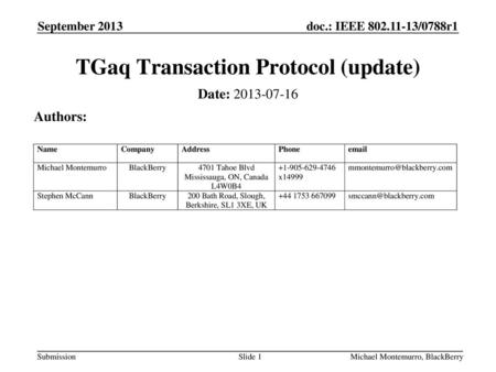 TGaq Transaction Protocol (update)
