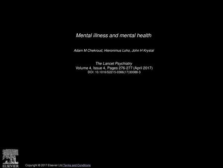 Mental illness and mental health