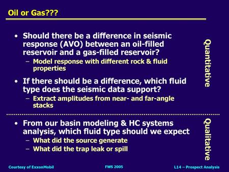 Oil or Gas??? Should there be a difference in seismic response (AVO) between an oil-filled reservoir and a gas-filled reservoir? Model response with different.