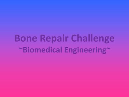 Bone Repair Challenge ~Biomedical Engineering~