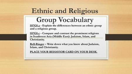 Ethnic and Religious Group Vocabulary