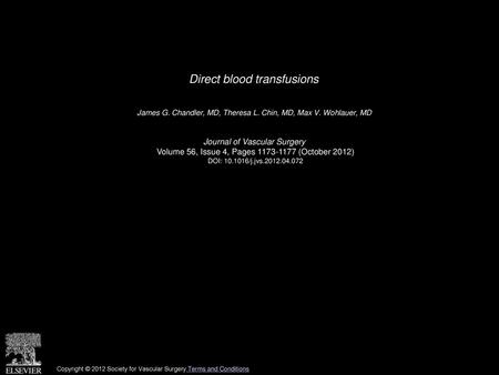Direct blood transfusions