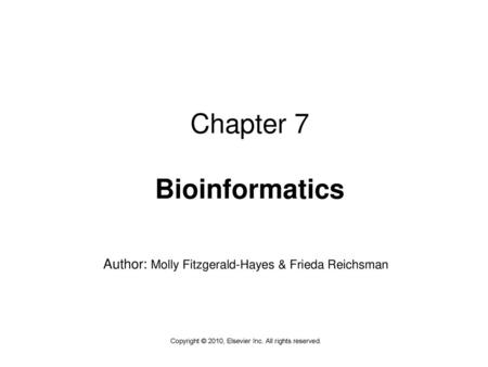 Chapter 7 Bioinformatics