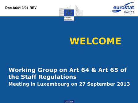 WELCOME Working Group on Art 64 & Art 65 of the Staff Regulations