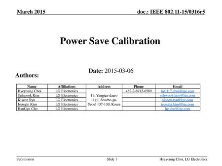 Power Save Calibration