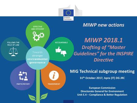 MIWP new actions MIWP 2018.1 Drafting of “Master Guidelines” for the INSPIRE Directive MIG Technical subgroup meeting 31th October 2017, Ispra (IT) DG.