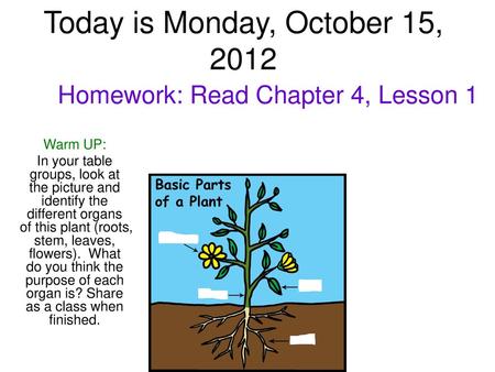 Today is Monday, October 15, 2012