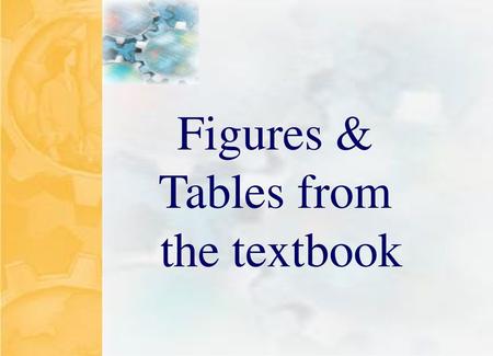 Figures & Tables from the textbook.