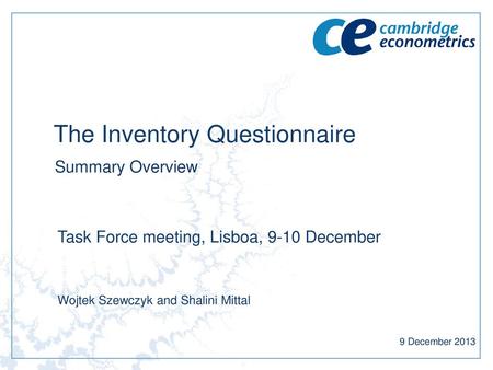 The Inventory Questionnaire