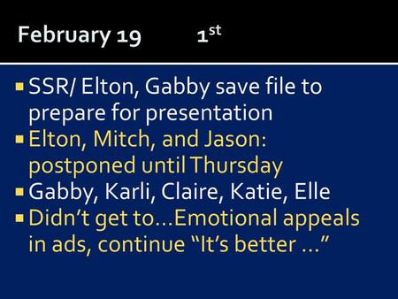 February st SSR/ Elton, Gabby save file to prepare for presentation