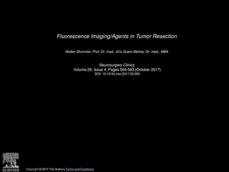 Fluorescence Imaging/Agents in Tumor Resection