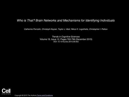 Who is That? Brain Networks and Mechanisms for Identifying Individuals