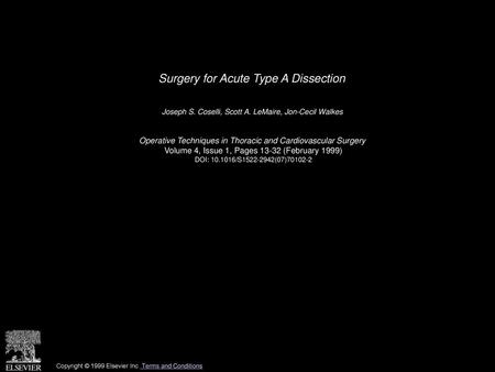 Surgery for Acute Type A Dissection