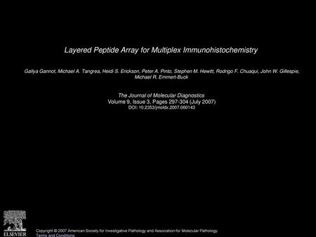 Layered Peptide Array for Multiplex Immunohistochemistry