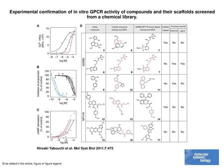 Experimental confirmation of in vitro GPCR activity of compounds and their scaffolds screened from a chemical library. Experimental confirmation of in.