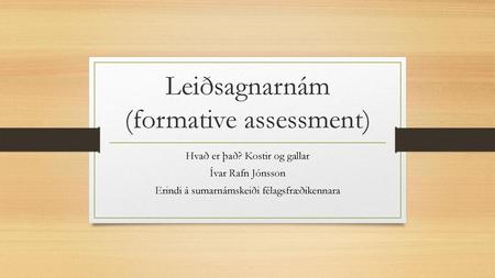 Leiðsagnarnám (formative assessment)