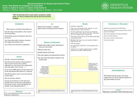 Recommendations for Quality Improvement Poster