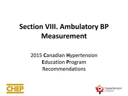 Section VIII. Ambulatory BP Measurement