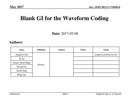 Blank GI for the Waveform Coding