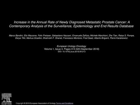 Increase in the Annual Rate of Newly Diagnosed Metastatic Prostate Cancer: A Contemporary Analysis of the Surveillance, Epidemiology and End Results Database 