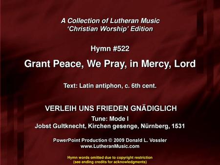 Grant Peace, We Pray, in Mercy, Lord