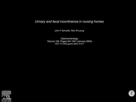 Urinary and fecal incontinence in nursing homes