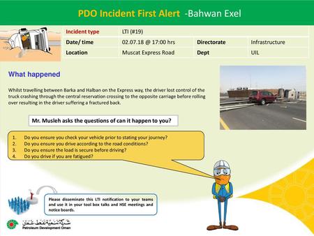 PDO Incident First Alert -Bahwan Exel