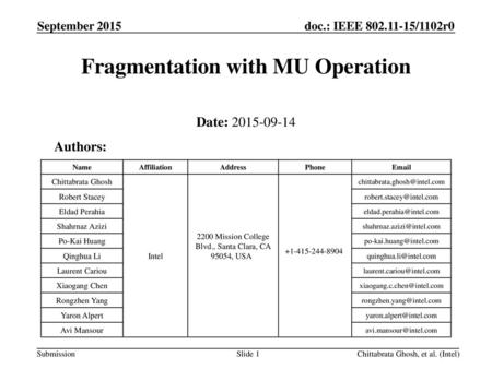 Fragmentation with MU Operation