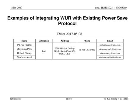 Examples of Integrating WUR with Existing Power Save Protocol