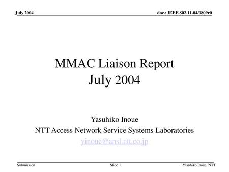 MMAC Liaison Report July 2004