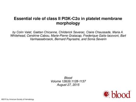 Essential role of class II PI3K-C2α in platelet membrane morphology