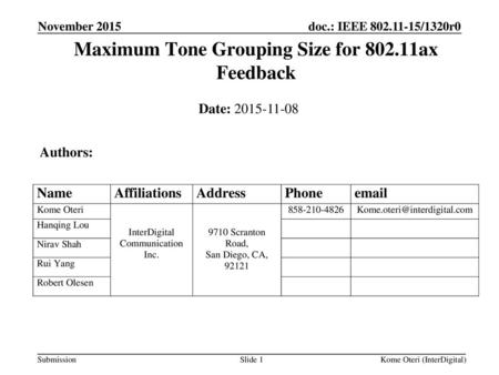 Maximum Tone Grouping Size for ax Feedback