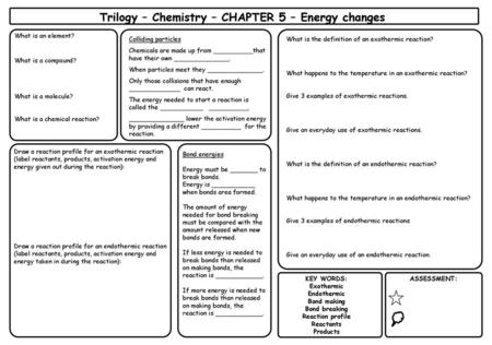 Trilogy – Chemistry – CHAPTER 5 – Energy changes