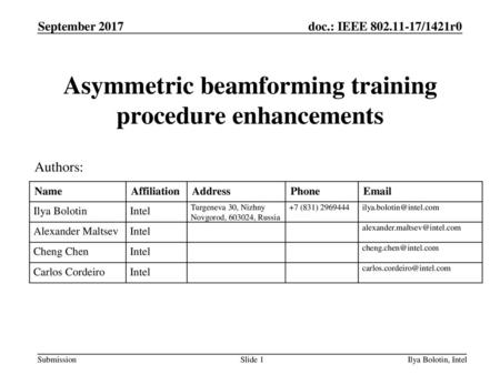 Asymmetric beamforming training procedure enhancements