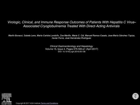 Virologic, Clinical, and Immune Response Outcomes of Patients With Hepatitis C Virus– Associated Cryoglobulinemia Treated With Direct-Acting Antivirals 